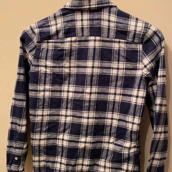 ABERCROMBIE KIDS GUC GIRLS NAVY FLANNEL SHIRT PLAID TOP SIZE M - Picture 5 of 5